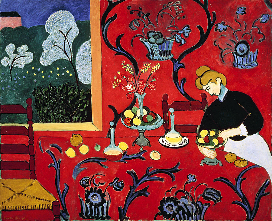 The Dessert: Henri Matisse, 1908, "Harmony in Red" 