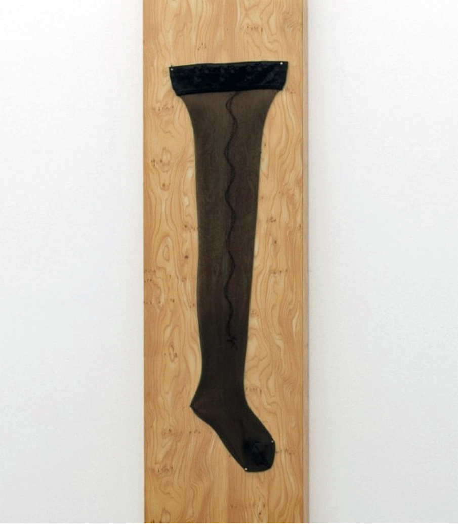 Anonymous, Bas relief, Stocking nailed to wooden plank, 1882/1988 Reconstruction by Présence Panchounette, Mamco, Genève