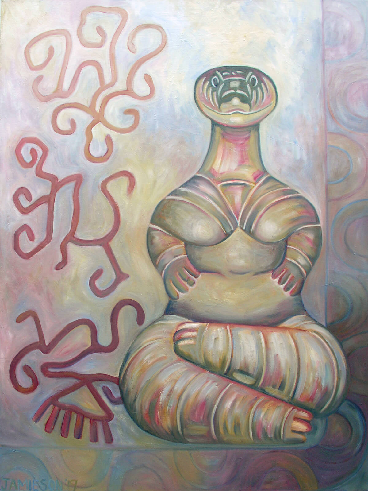 Partial Padmasana, 2019 , Marion-Lea Jamieson, oil on canvas, 48" h x 36" w