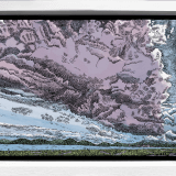 print of a mauve & blue storm clouds gathering over a beach