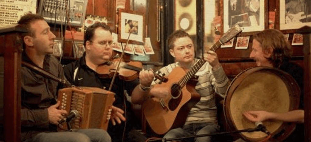 Photo of a traditional Irish band in a pub